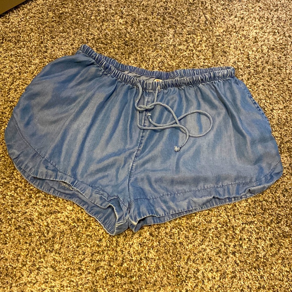 M. Stretchy Faux Jean Shorts